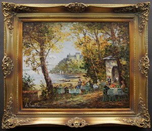 Letnia kawiarenka - wybitny obraz niemieckie malarstwo August Wendehals