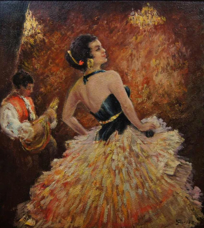 Tancerka Flamenco z kastanietami | Wyjątkowy obraz olejny do salonu