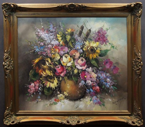 Pałacowy obraz | Niezwykły mozaikowy bukiet kwiatów Otmar Lederer