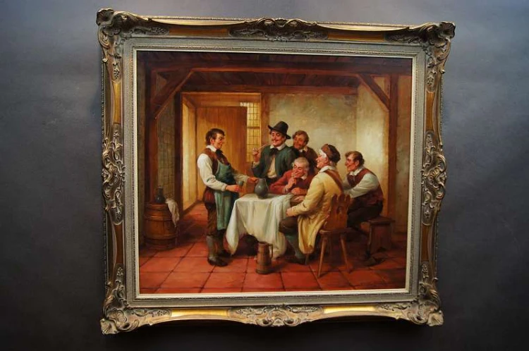 Poczęstunek w oberży - malarstwo rodzajowe - Curt A. Landwehr