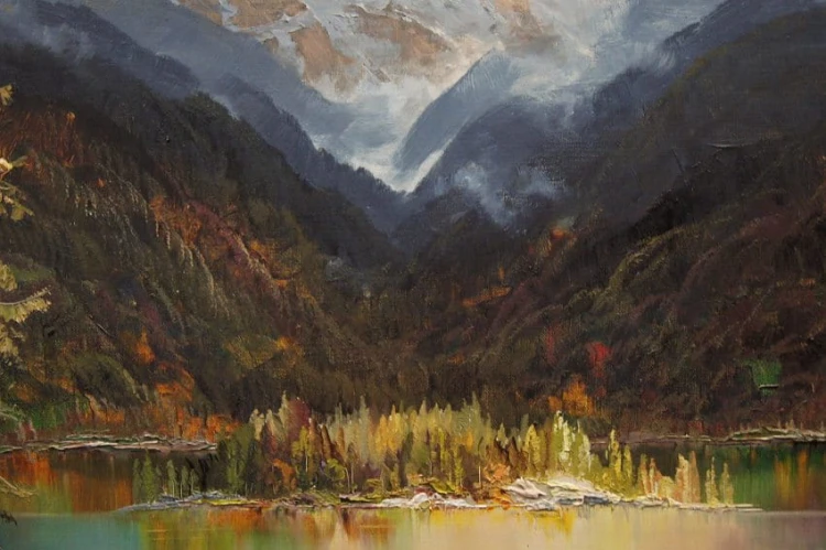 Heinz Münnich Widok na jezioro Eibsee z widokiem na szczyt Zugspitze