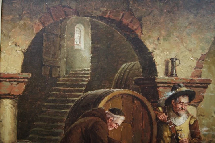 Scena degustacji wina u mnicha Hein Van Doren vel W. Andreas