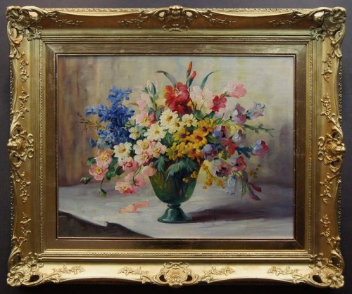 Letnie kwiaty na obrazie olejnym wyjątkowe malarstwo Hedwig Petermann