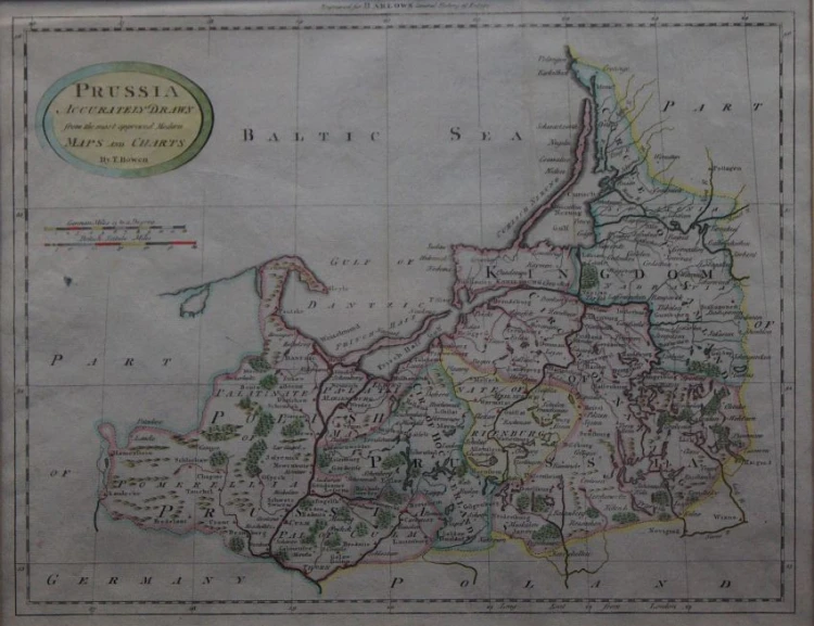 Pomorze stara mapa Prusy - Polska - Litwa 1770 rok