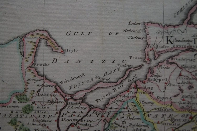 Pomorze stara mapa Prusy - Polska - Litwa 1770 rok