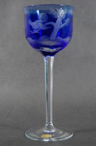 Szkło Moser Duży kielich myśliwski istne dzieło sztuki - niebieski