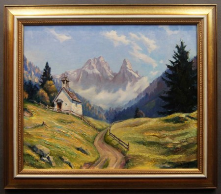 Górska kapliczka na tle pejzażu Hermann Otto Hoyer