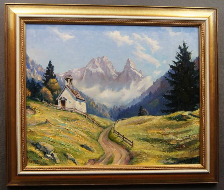 Górska kapliczka na tle pejzażu Hermann Otto Hoyer