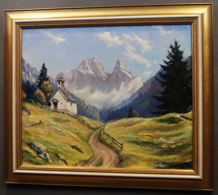 Górska kapliczka na tle pejzażu Hermann Otto Hoyer