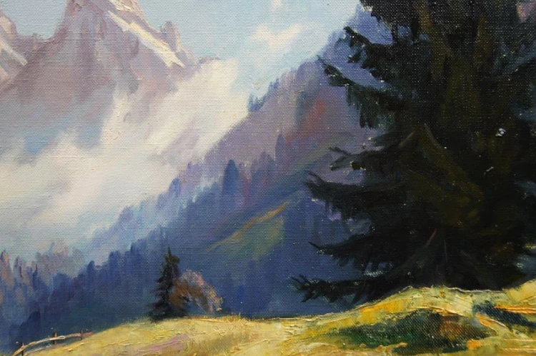 Górska kapliczka na tle pejzażu Hermann Otto Hoyer