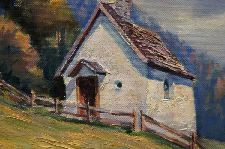 Górska kapliczka na tle pejzażu Hermann Otto Hoyer