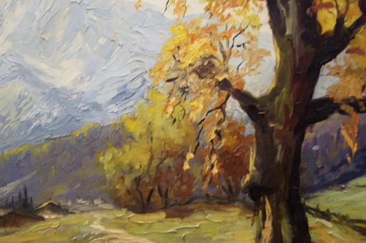 Walter Janotta - Jesienny widok z panoramą górską aukcyjny artysta