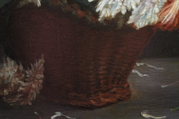 Ed. Posteaux I Wielobarwne peonie w wazonie przedwojenny obraz 1903 rok