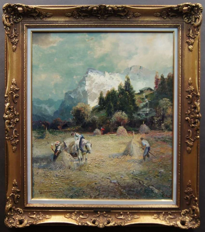 Ludwig Gschossmann I Żniwa z widokiem na Wetterhorn | wyjątkowy obraz