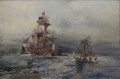 Leendert de Vogel - Żaglowce u wybrzeża marynistyczny obraz