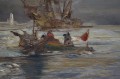 Leendert de Vogel - Żaglowce u wybrzeża marynistyczny obraz