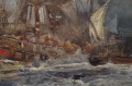 Leendert de Vogel - Żaglowce u wybrzeża marynistyczny obraz