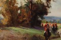 Josef Tippkemper Scena myśliwska na koniach dekoracyjny obraz