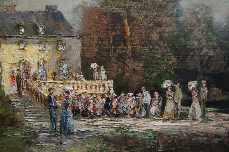 Christian Stemmeler - Dworska sielanka impresjonistyczny obraz w ramie