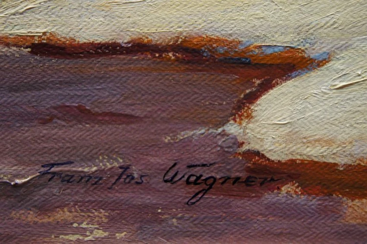 Młyn wodny z Dolnego Śląska - stary obraz olejny Franz Joseph Wagner