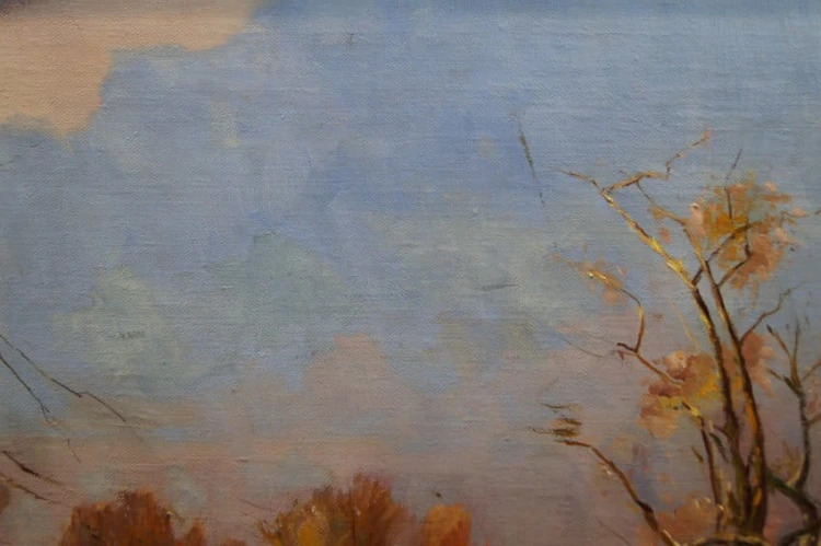 Młyn wodny z Dolnego Śląska - stary obraz olejny Franz Joseph Wagner