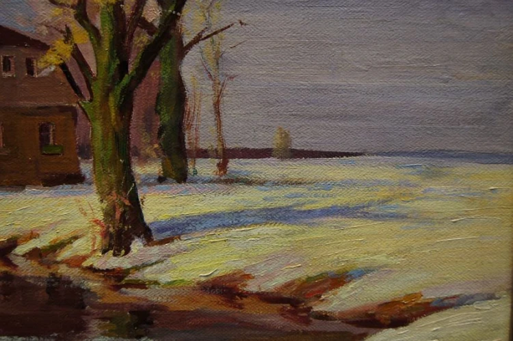 Młyn wodny z Dolnego Śląska - stary obraz olejny Franz Joseph Wagner