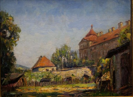 August Schubert I Widok na starą zabudowę pałacową obraz malowany