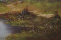 Ernst Gerber Wiejski staw sielski obraz malowany