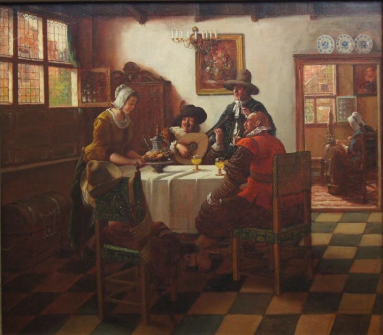 Philip Waldegg Wesoła scena w salonie obraz olejny