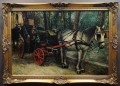 Włoskie malarstwo Franco Ruggier - Dorożka z końmi obraz olejny