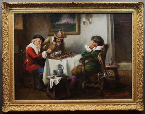 Mistrzowska gra w szachy dekoracyjny obraz olejny