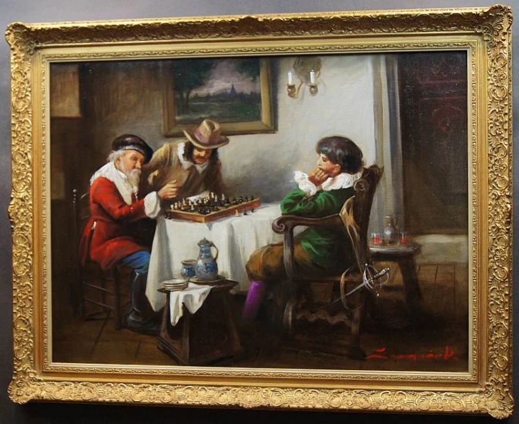 Mistrzowska gra w szachy dekoracyjny obraz olejny