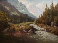 Alpenlandschaft mit rauschendem Bach Originalgemälde von Johannes Bochmann