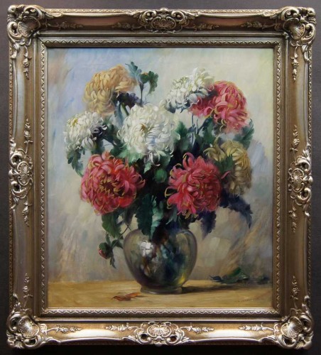 Helmuth Andreas Volkwein Kolorowe chryzantemy na obrazie