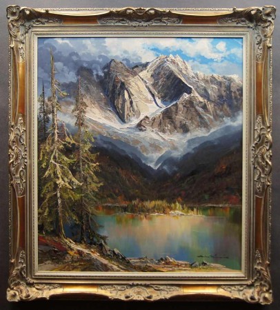 Heinz Münnich Widok na jezioro Eibsee z widokiem na szczyt Zugspitze