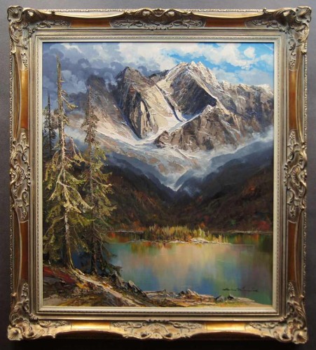 Heinz Münnich Widok na jezioro Eibsee z widokiem na szczyt Zugspitze