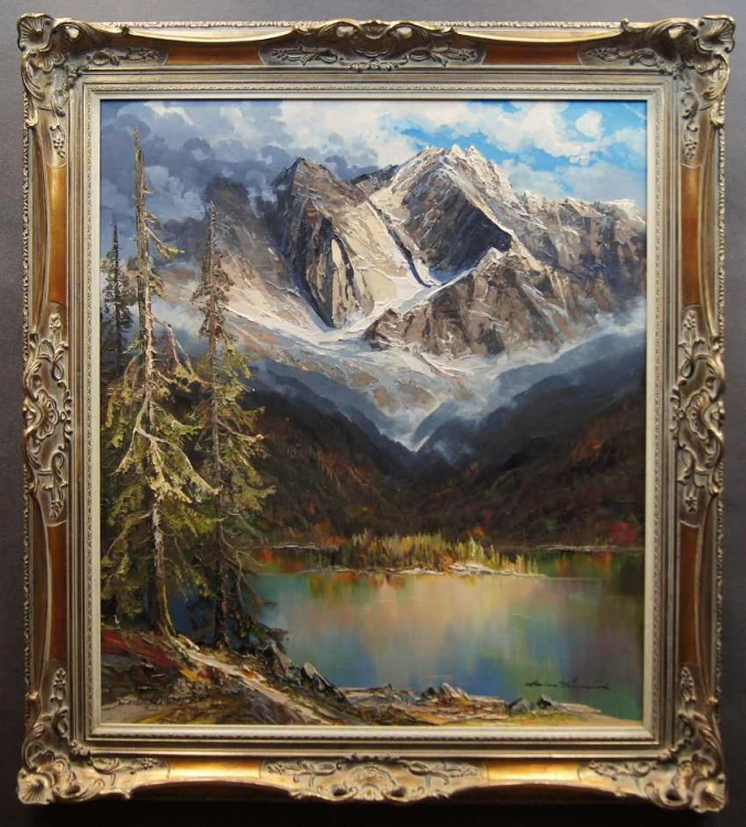 Heinz Münnich Widok na jezioro Eibsee z widokiem na szczyt Zugspitze