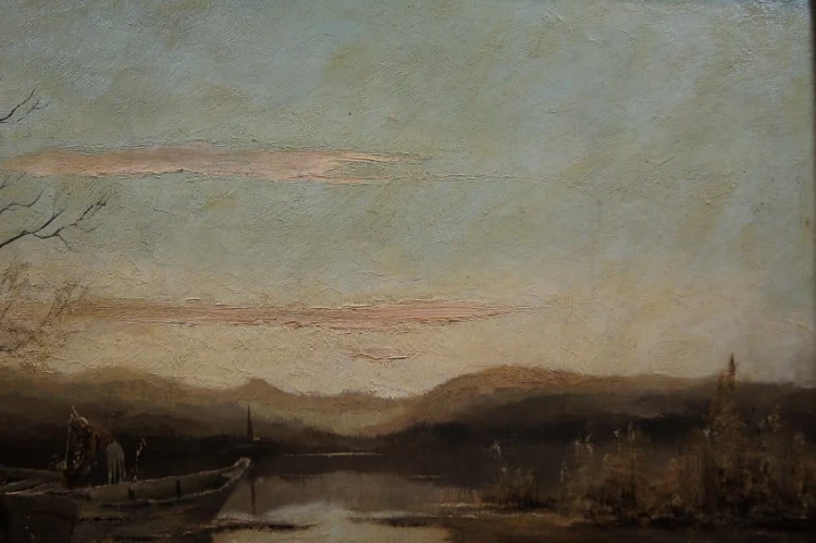Kobieta przy studni aukcyjne malarstwo olejne Ludwig Gschossmann