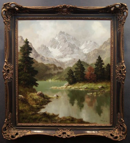 Górska panorama niemieckie malarstwo olejne Jurgen Winter
