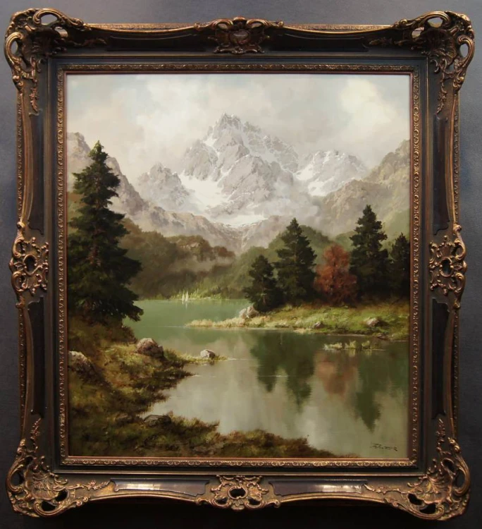 Górska panorama niemieckie malarstwo olejne Jurgen Winter