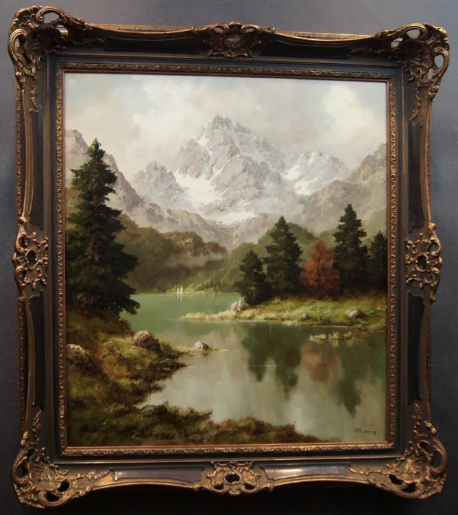 Górska panorama niemieckie malarstwo olejne Jurgen Winter