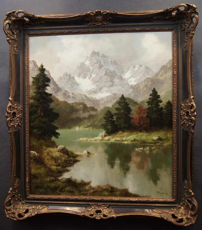 Górska panorama niemieckie malarstwo olejne Jurgen Winter
