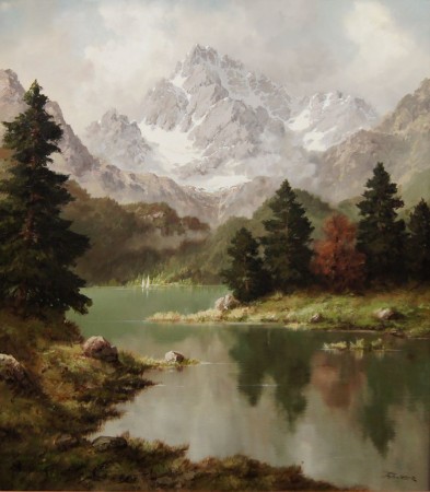 Górska panorama niemieckie malarstwo olejne Jurgen Winter