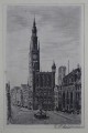 Gdańsk grafika widok na Ratusz i Dwór Artusa E.P. Hoffmann