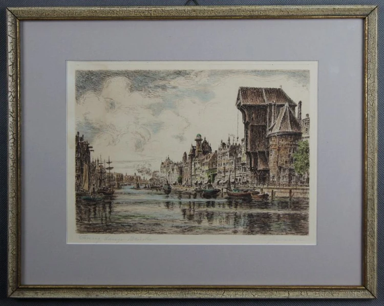 Danzig Gdańsk autentyczna grafika Alfred Jensen