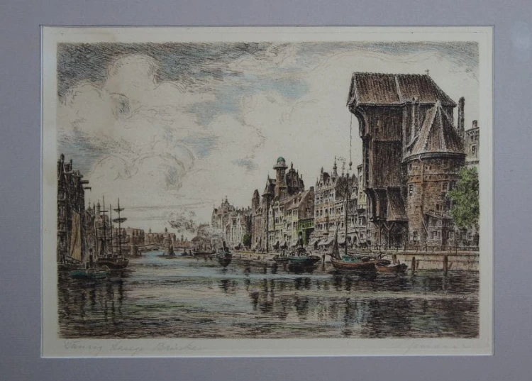 Danzig Gdańsk autentyczna grafika Alfred Jensen
