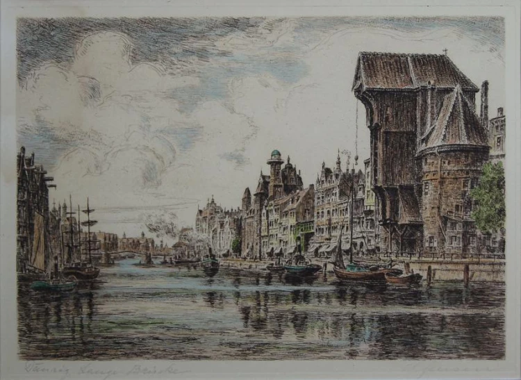 Danzig Gdańsk autentyczna grafika Alfred Jensen
