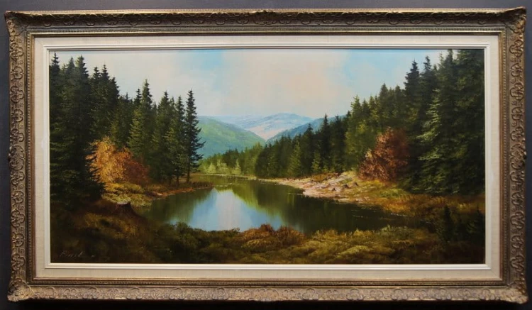 Obraz olejny Heinrich Bachmann - Krajobraz podgórski