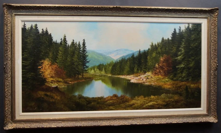 Obraz olejny Heinrich Bachmann - Krajobraz podgórski