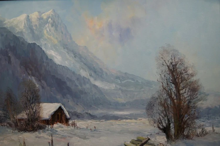 Zima w Garmisch-Partenkirchen obraz olejny na płótnie Gustav Türk